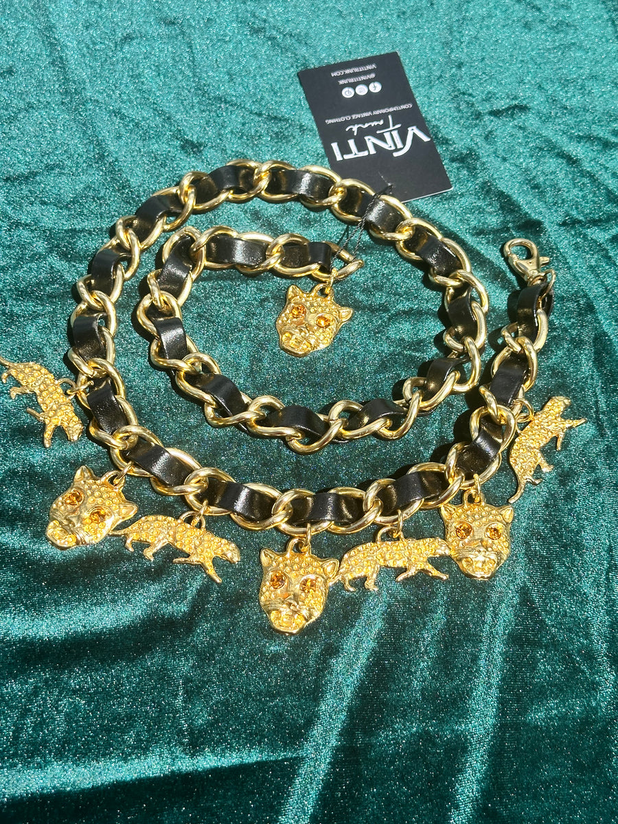 Vintage 80s Feline Flair Charm Chain Belt – Vinti Trunk