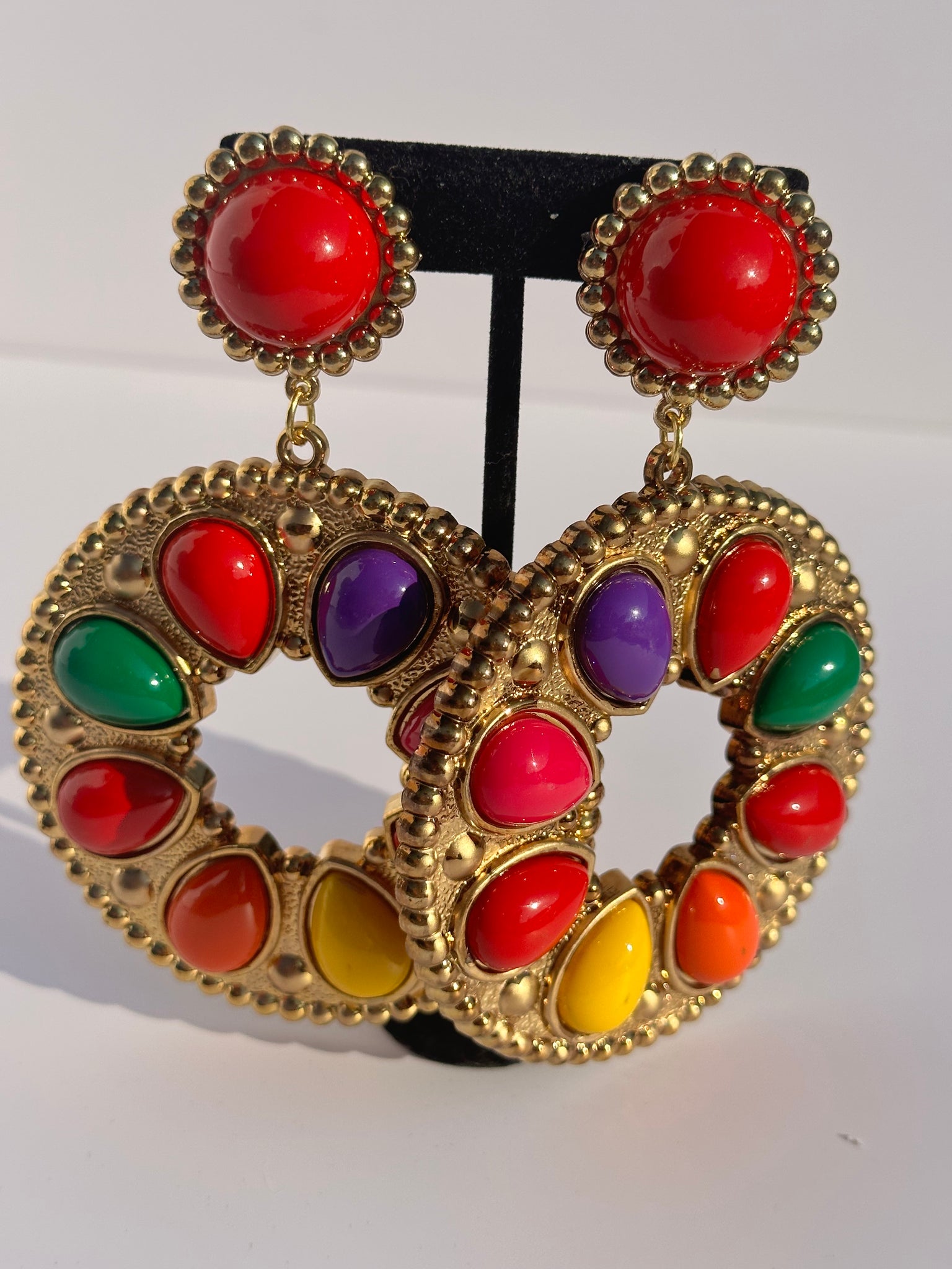 Vintage Red Zula Colorwheel Earrings (c)