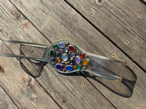 Vintage 80s Clear Vinyl Jeweled Statement Belt – Multicolor  display picture 2