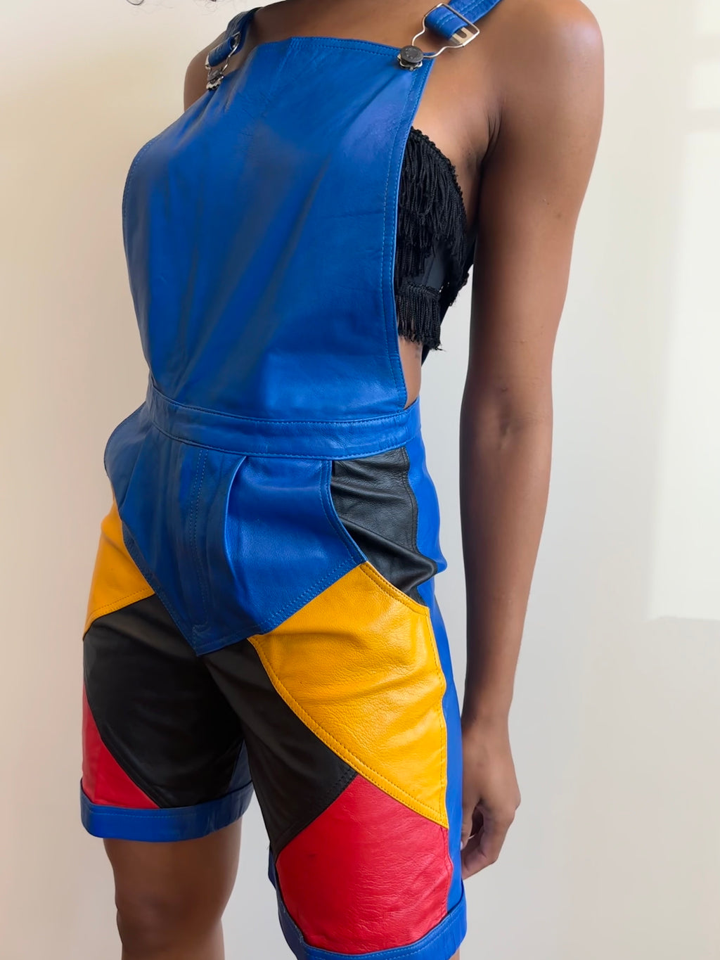 Vintage “That Girl” Colorblock Leather Romper