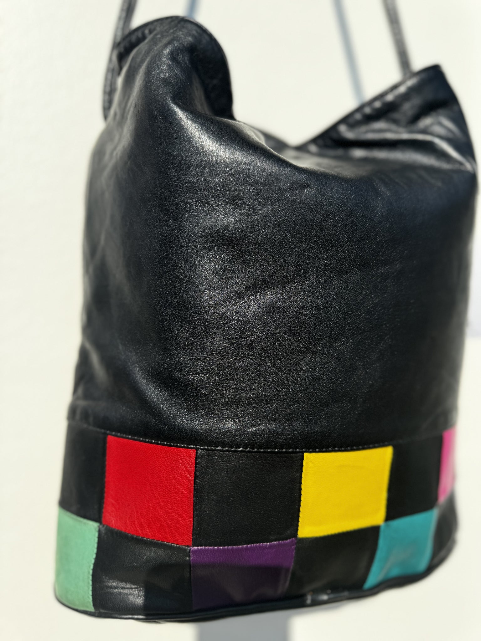 Vintage Buttery Soft Leather Colorblock Purse