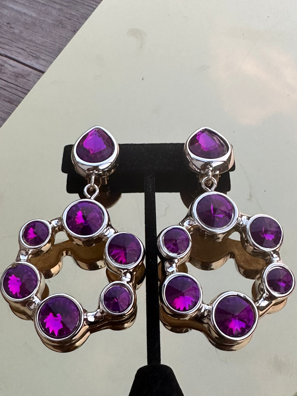 Vintage Purple Jewel Runway Clip-on Earrings