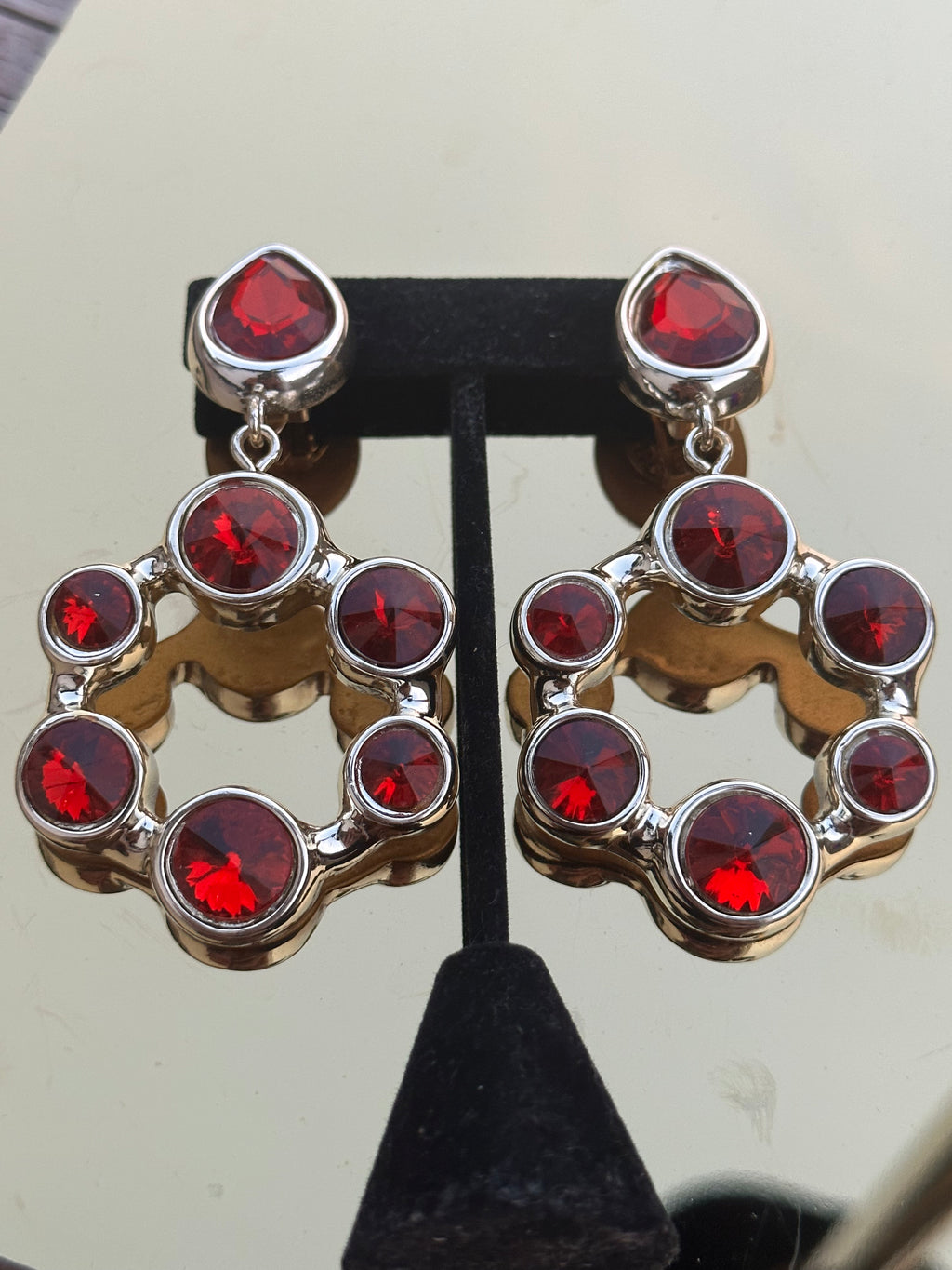 Vintage Red Jewel Runway Clip-on Earrings